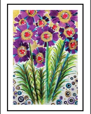 Purple floral art card