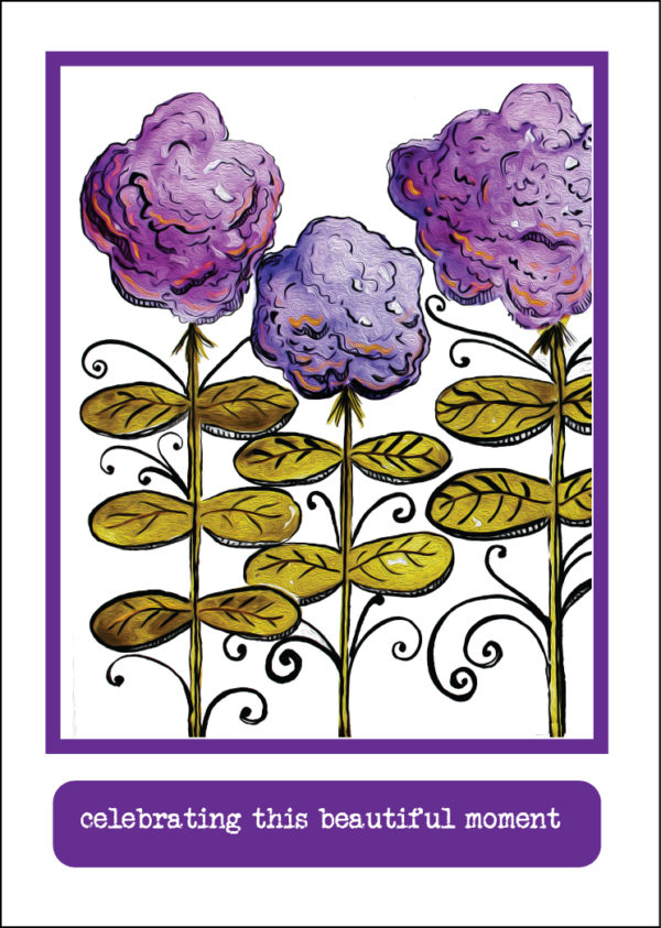 a purple floral card