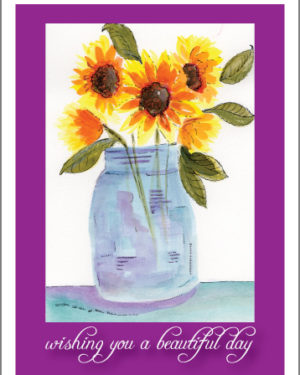 a sunflower bouquet in a jar