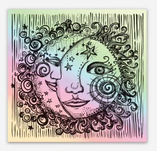 Sun Moon Illustration Sticker